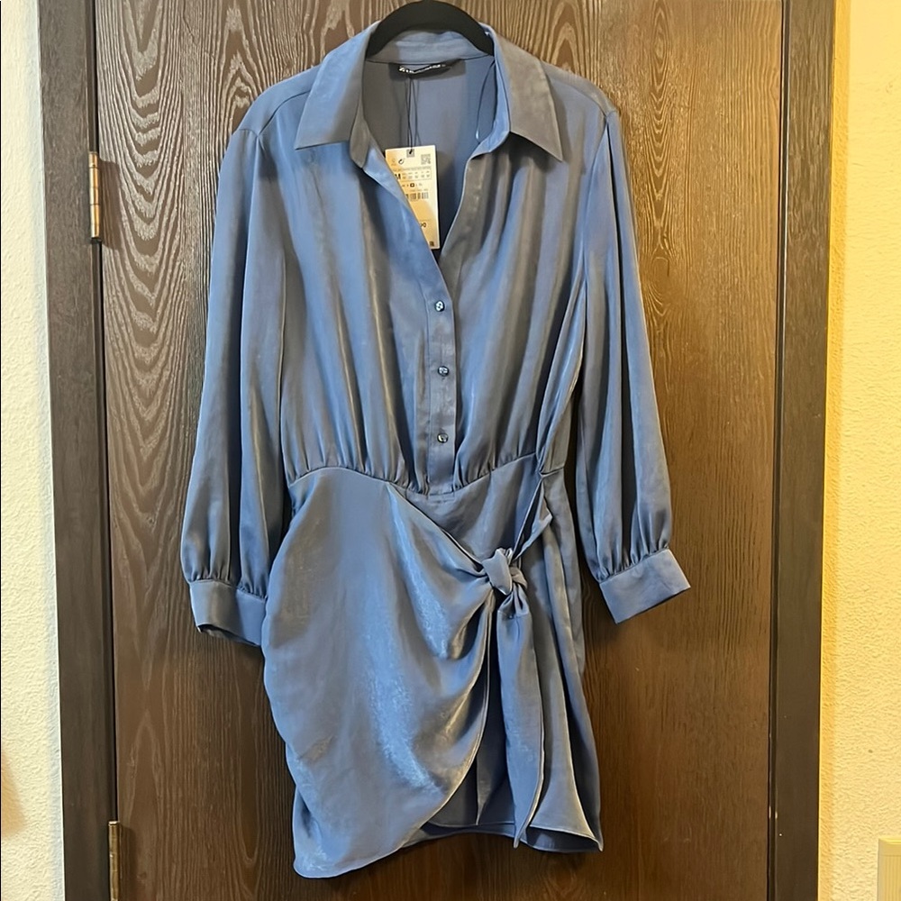 Zara Sky Blue Satin Shirt